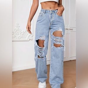 Women's High Waisted Distressed Denim Jeans